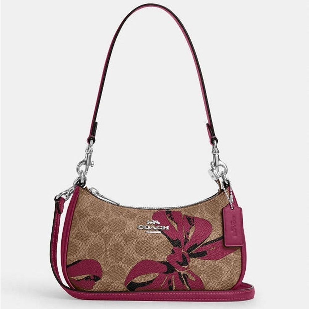 New COACH Teri Mini Crossbody Bag In Signature Canvas With Bow Print